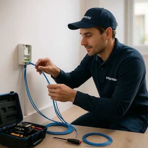 Technicien installateur fibre optique en intervention Grand Est